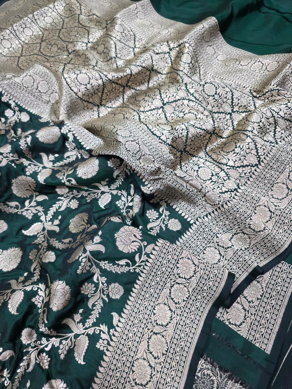 Pure Banarasi Tissue Silk Saree With Contrast Brocade Blouse The Banarasee Aura