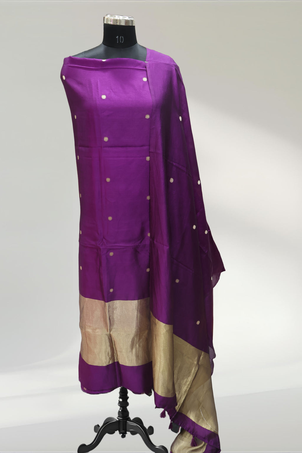 Royal Purple Pure Banarasi Raw Mango Unstitched Suit Set With Pure Raw Mango Dupatta The Banarasee Aura