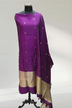 Royal Purple Pure Banarasi Raw Mango Unstitched Suit Set With Pure Raw Mango Dupatta The Banarasee Aura