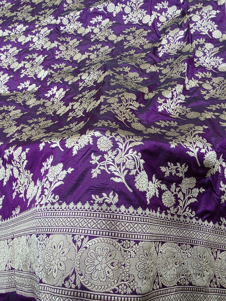 Purple Pure Katan Silk Banarasi Handloom Saree With Blouse The Banarasee Aura