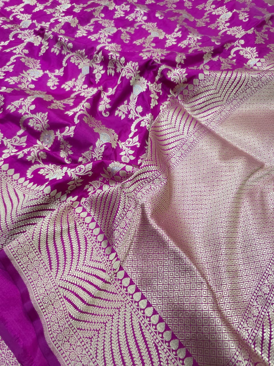 Purple Pure Katan Silk Banarasi Handloom Saree With Blouse The Banarasee Aura