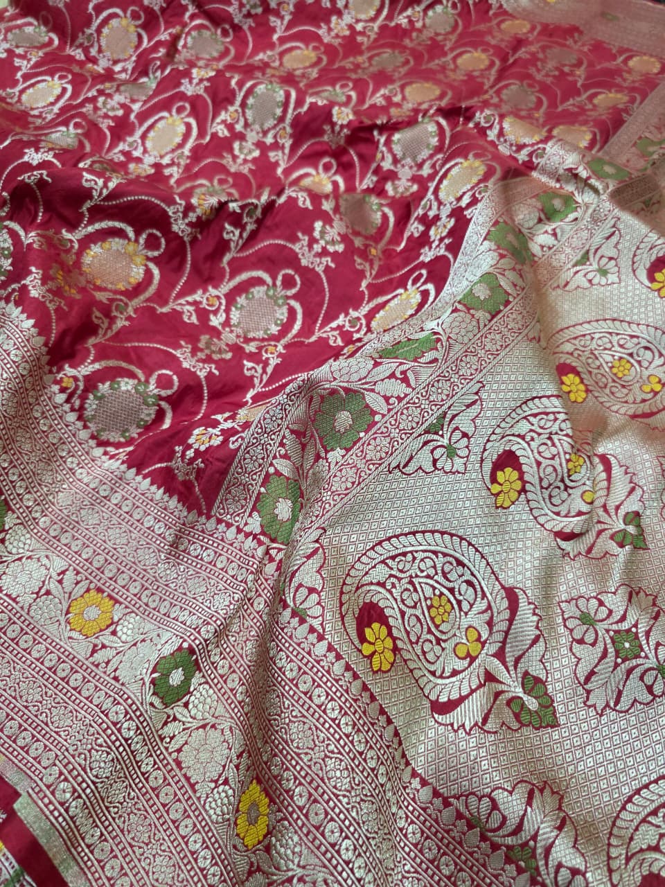 Maroon Pure Katan Silk Banarasi Handloom Saree With Blouse The Banarasee Aura