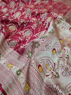 Maroon Pure Katan Silk Banarasi Handloom Saree With Blouse The Banarasee Aura