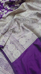 Purple Pure Katan Silk Banarasi Handloom Saree With Blouse