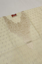 Buttercream Ivory Banarasi Silk Blend  Woven Unstitched Suit Set With Silk Blend Woven Dupatta The Banarasee Aura