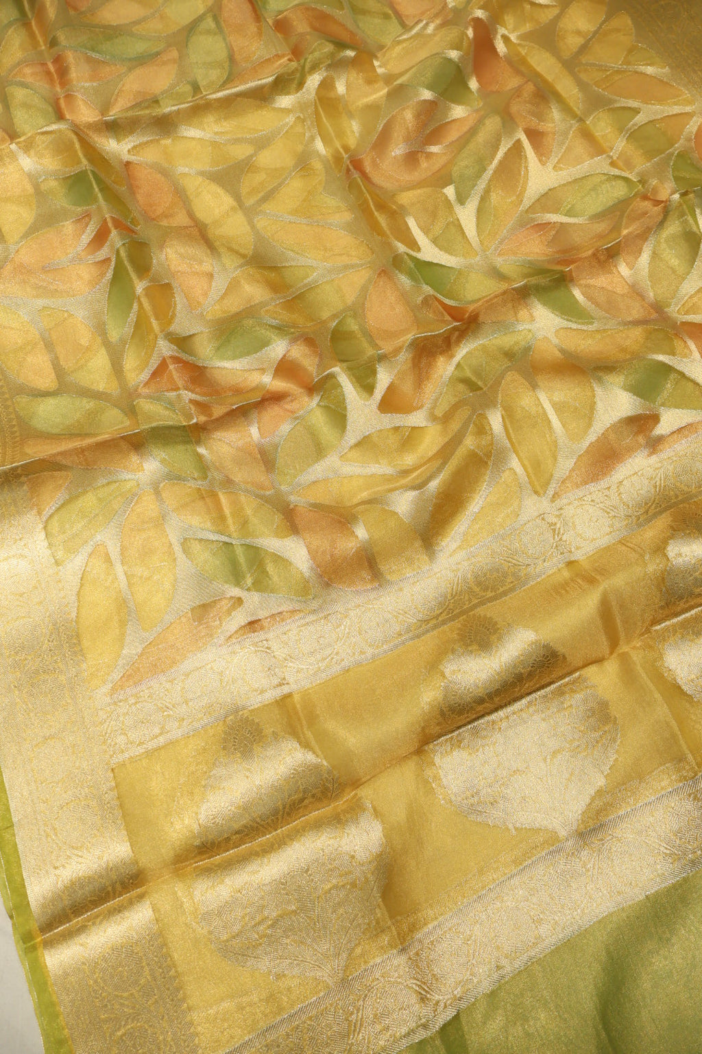 Yellow Golden Banarasi Pure Tissue Silk Woven Unstitched Suit Set With Pure Tissue Silk Woven Rangkat Dupatta The Banarasee Aura