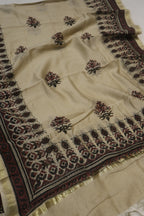 Maroon Muslin Ajrakh Printed Unstitched Suit Set With Chanderi Silk Printed Dupatta The Banarasee Aura