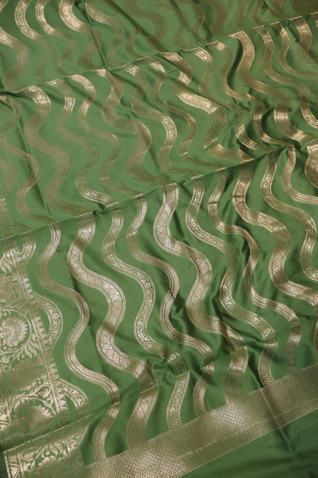 Green Katan Silk Woven Unstitched Banarasi Suit Set The Banarasee Aura