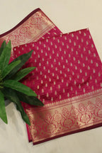 Rani Pink Chanderi Silk Banarasi Zari Weaved Saree With Blouse The Banarasee Aura