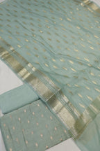 Sea Green Banarasi Pure Chanderi Silk Woven Unstitched Suit Set With Pure Chanderi Silk Sona Roopa Woven Dupatta The Banarasee Aura