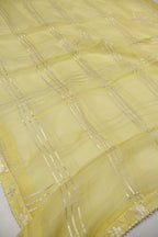Yellow Chanderi Woven and Embroidered Unstitched Suit Set With Chiffon Gotta Work Dupatta The Banarasee Aura