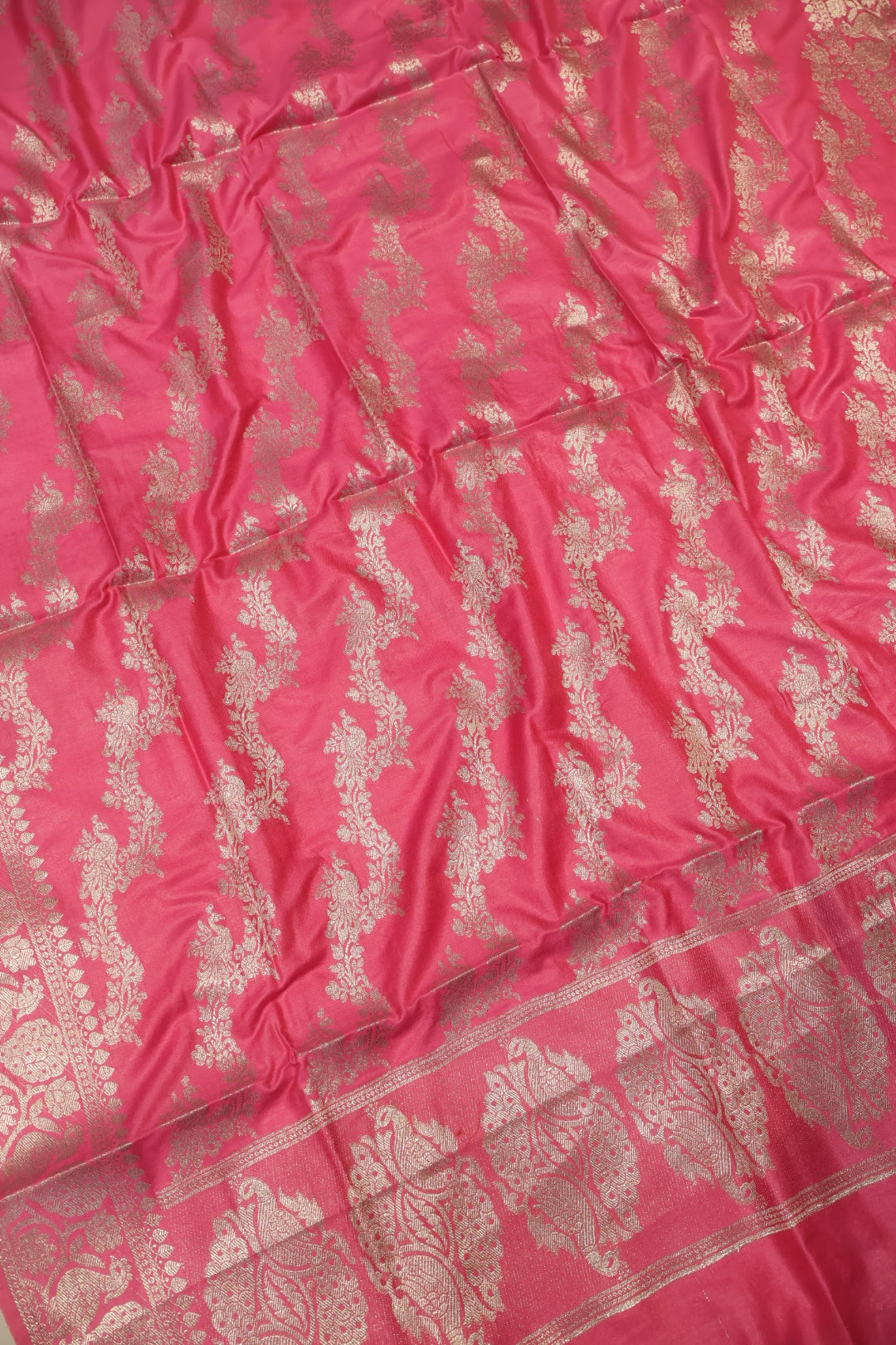 Fuchsia Pink Katan Silk Shikargah Woven Unstitched Banarasi Suit Set The Banarasee Aura