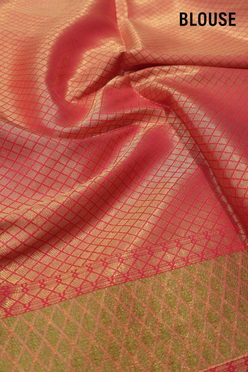 Fuchsia Pink Banarasi Katan Silk Golden Zari with Tilfi Meenakari Weaved Saree With Blouse The Banarasee Aura