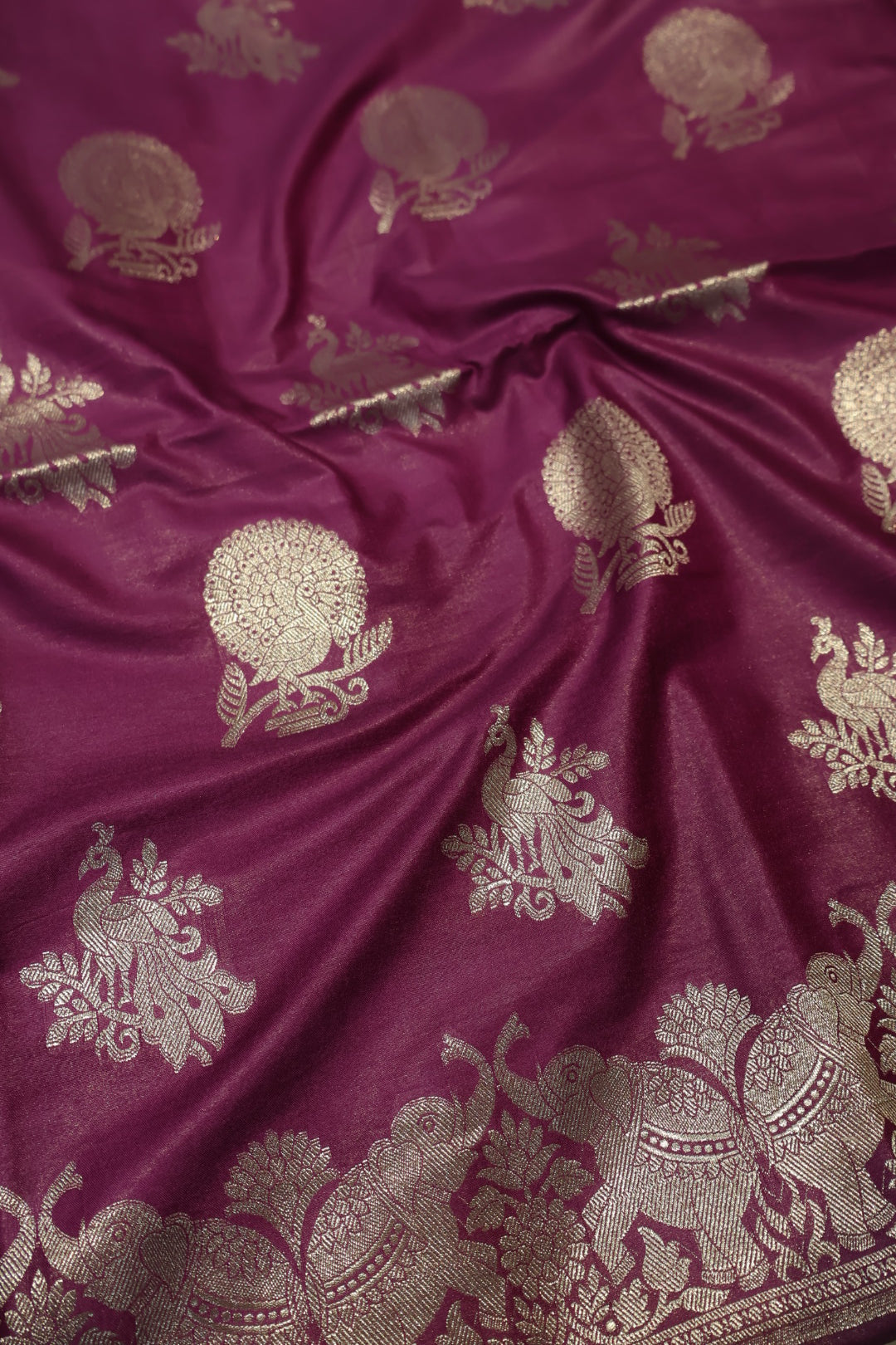 Royal Wine Katan Silk Shikargah Woven Unstitched Banarasi Suit Set The Banarasee Aura
