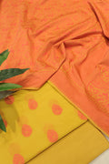 Mustard Cotton Silk Resham Woven Unstitched Banarasi Suit Set