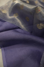 Lavender Blue Silver Banarasi Pure Tissue Silk Meenakari Woven Unstitched Suit Set With Pure Tissue Silk Woven Rangkat Dupatta The Banarasee Aura