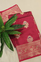 Maroon Banarasi Katan Silk Golden Zari with Tilfi Meenakari Weaved Saree With Blouse The Banarasee Aura