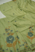 Green Banarasi Chanderi Silk Blend Jamdani Woven Unstitched Suit Set With Chanderi Woven Dupatta The Banarasee Aura