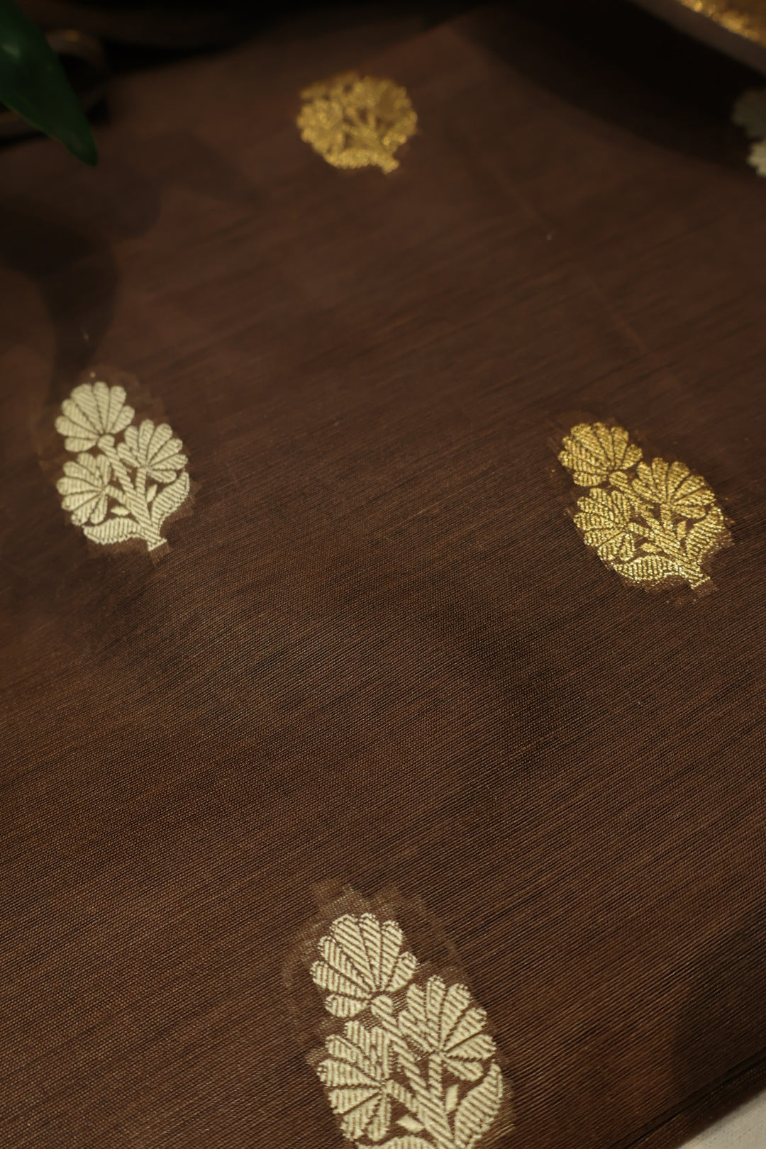 Chocolate Brown Cotton Silk Meenakari Woven Unstitched Banarasi Suit Set The Banarasee Aura