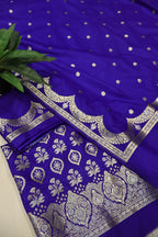 Royal Blue Katan Silk Sona Roopa Woven Unstitched Banarasi Suit Set