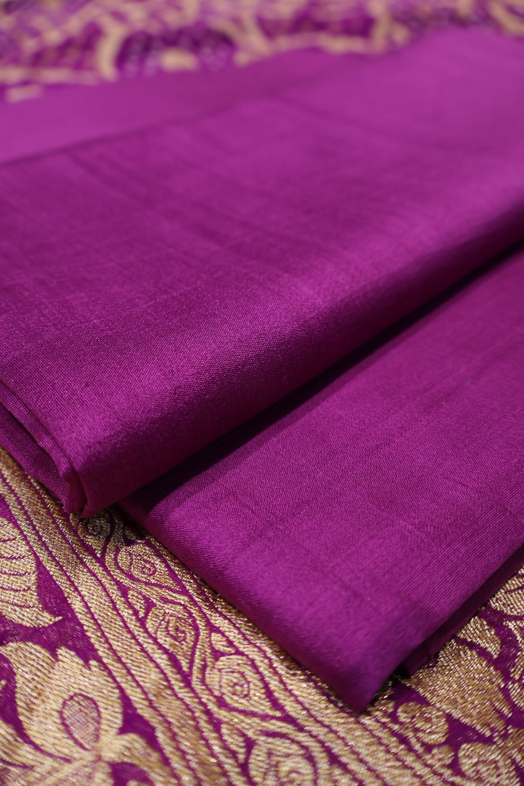 Royal Purple Pure Banarasi Chiniyal Silk Unstitched Suit Set With Pure Khadi Georgette Bandhej Dupatta The Banarasee Aura