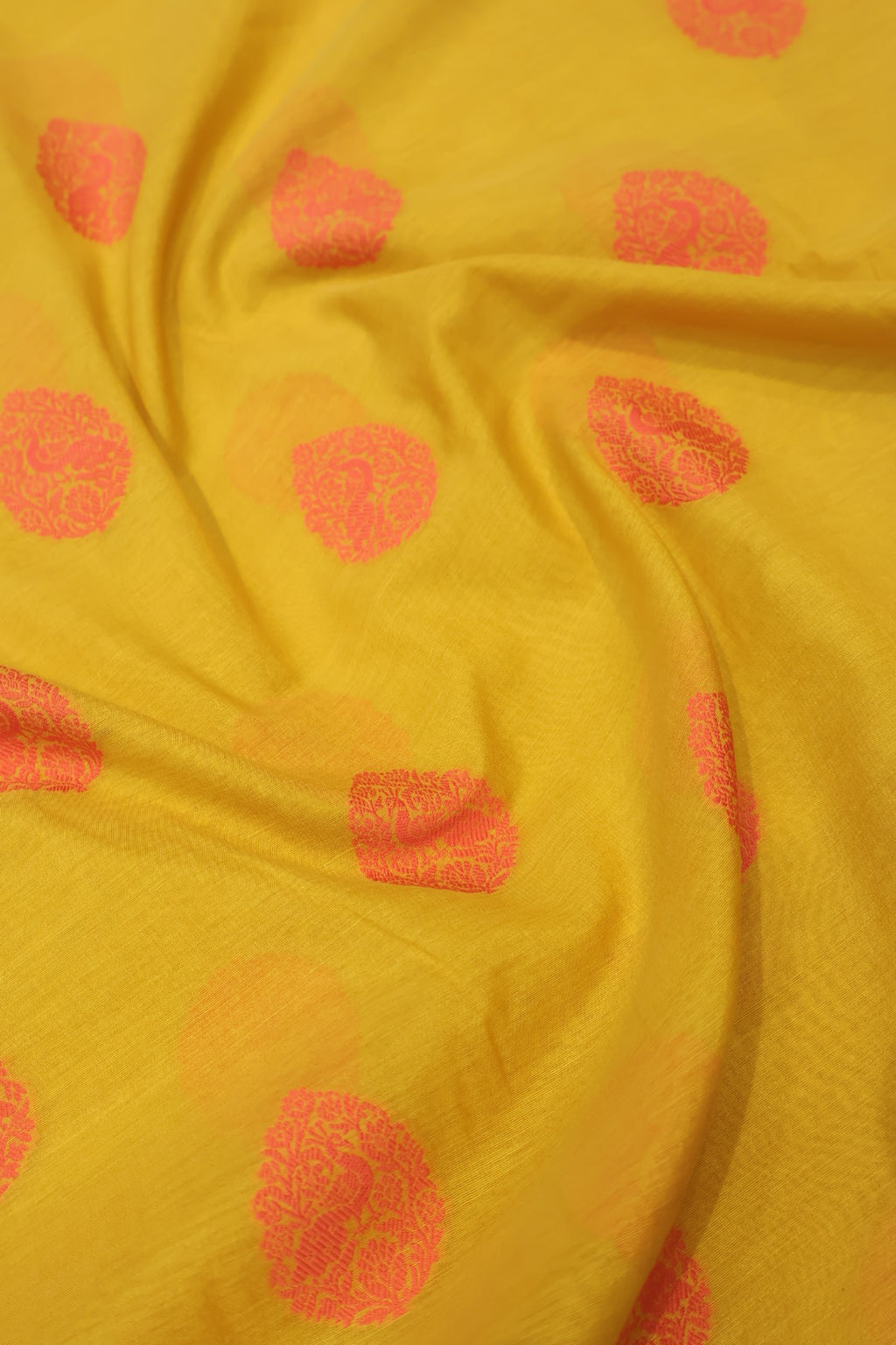 Mustard Cotton Silk Resham Woven Unstitched Banarasi Suit Set