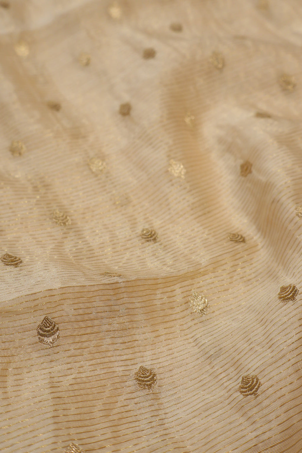 Cream Pure Chanderi Silk Woven Unstitched Suit Set With Pure Chanderi Silk Sona Roopa Woven Dupatta The Banarasee Aura