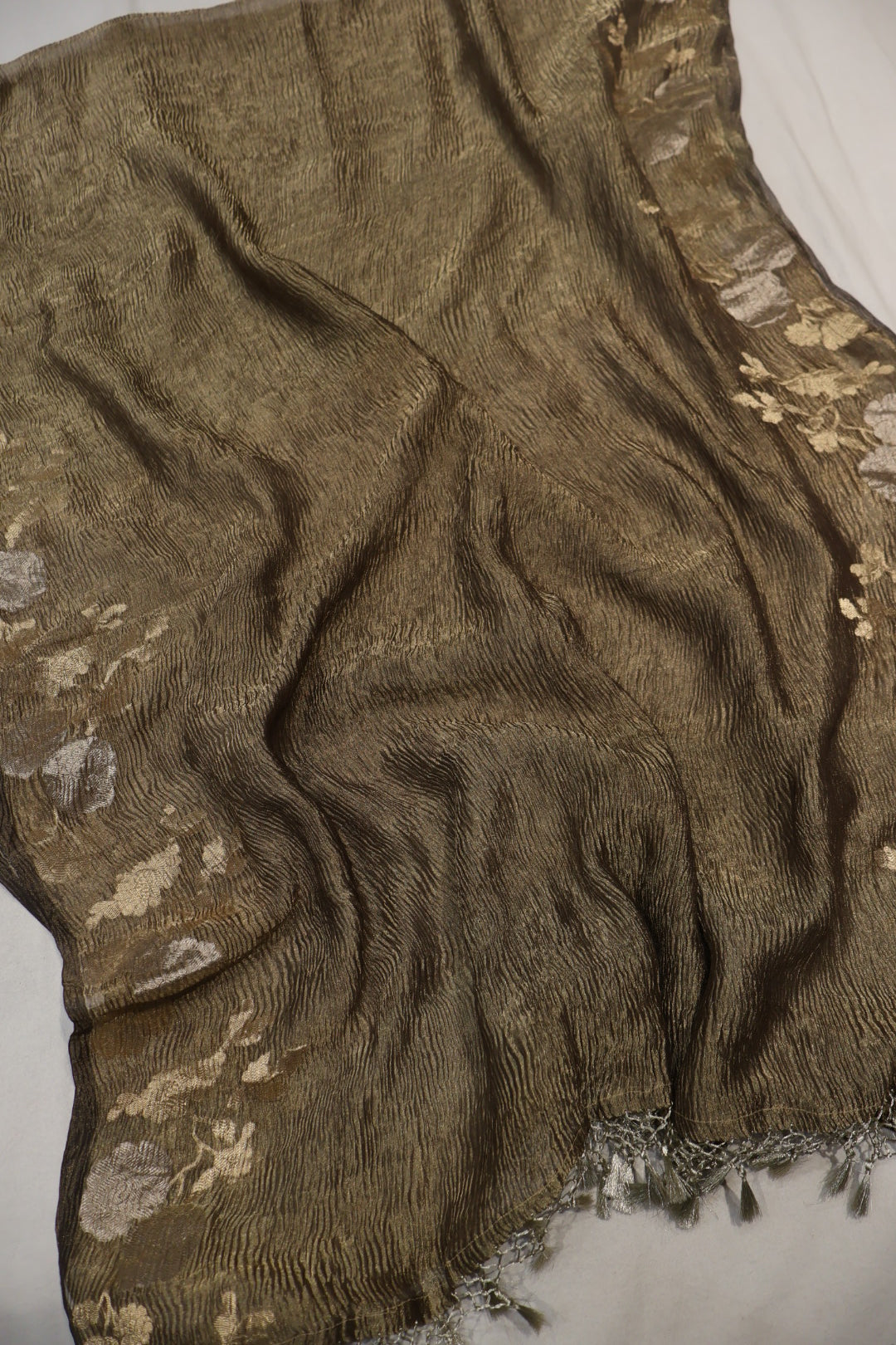 Coffee Brown Banarasi Pure Tissue Silk Hand Embroidered Unstitched Suit Set with Pure Tissue Silk woven Dupatta The Banarasee Aura