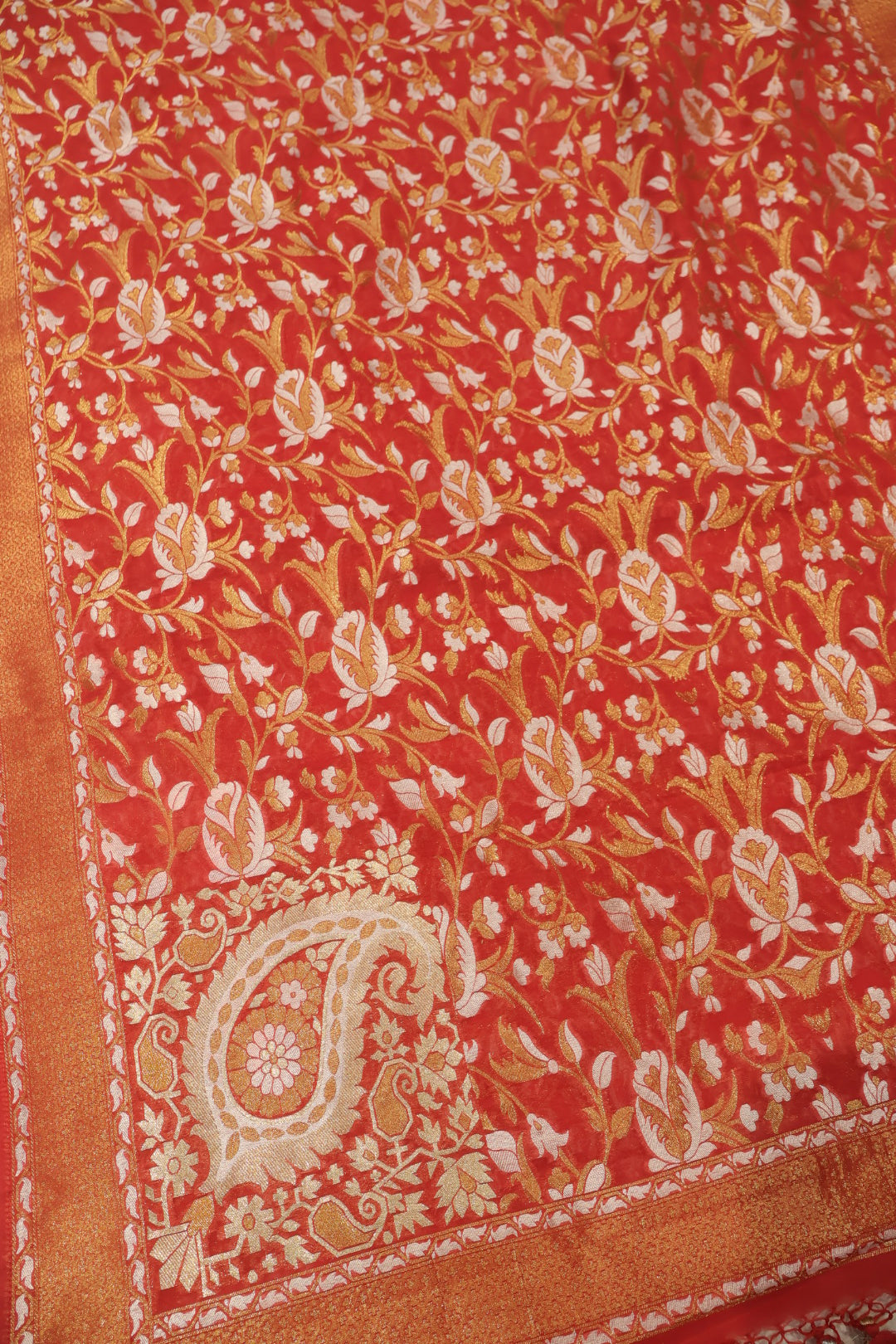 Red Cotton Silk Sona Roopa Woven Unstitched Banarasi Suit Set The Banarasee Aura