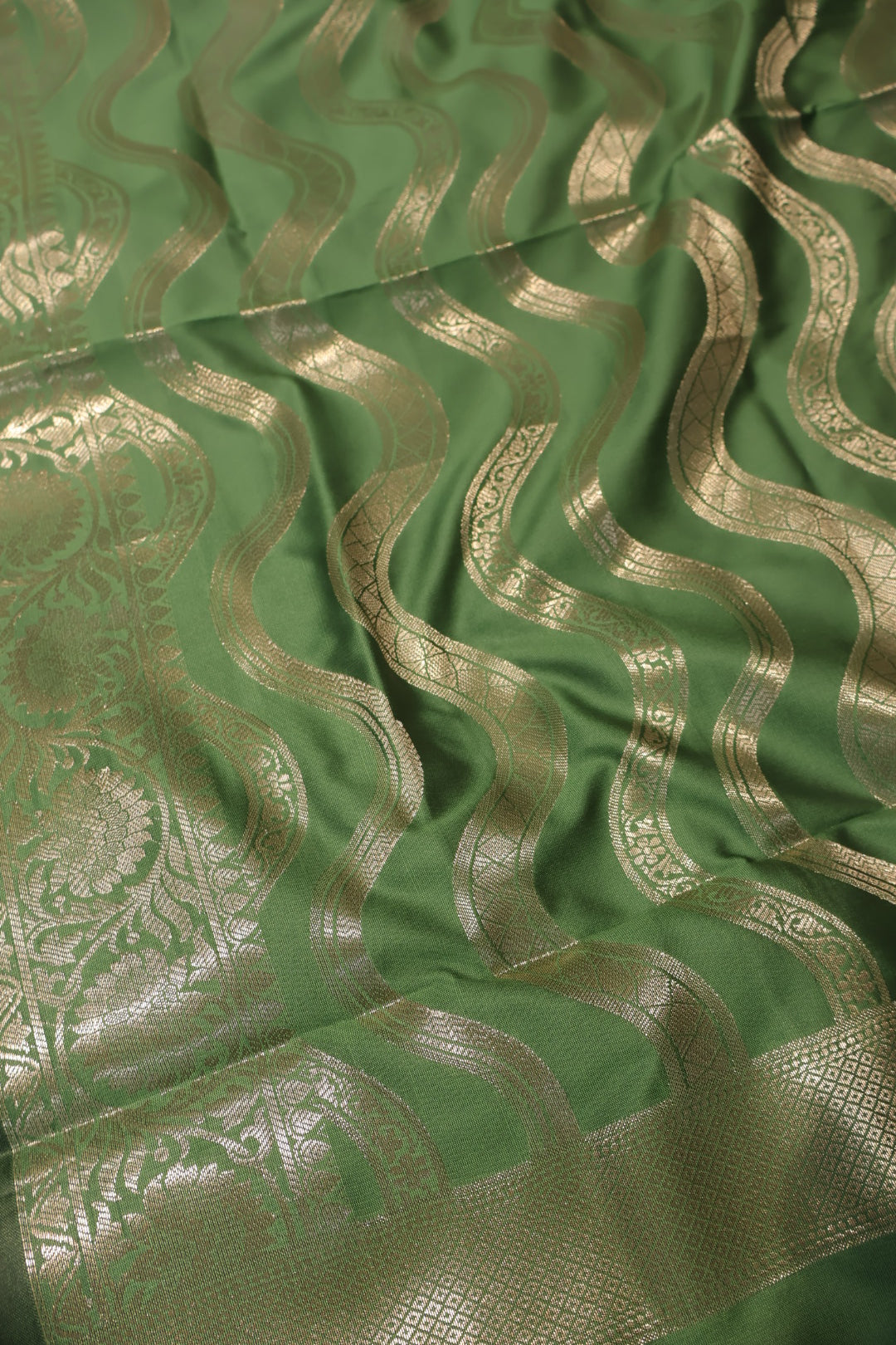 Green Katan Silk Woven Unstitched Banarasi Suit Set The Banarasee Aura