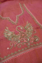 Hot Pink Banarasi Pure Tissue Hand Embroidered Unstitched Suit Set with Pure Tissue Stripes Dupatta The Banarasee Aura