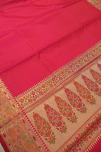 Fuchsia Pink Banarasi Katan Silk Golden Zari with Tilfi Meenakari Weaved Saree With Blouse The Banarasee Aura