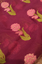 Wine Cotton Silk Meenakari Woven Unstitched Banarasi Suit Set The Banarasee Aura