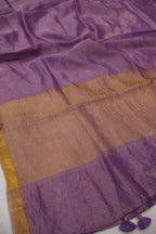 Purple Banarasi Pure Tissue Silk Hand Embroidered Unstitched Suit Set with Pure Tissue Stripes Dupatta The Banarasee Aura