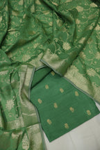 Green Banarasi Pure Moonga Silk Woven Unstitched Suit Set With Pure Moonga Silk Woven Dupatta The Banarasee Aura