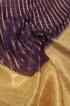 Purple Pure Mal Chanderi Banarasi Golden Zari Weaved Saree With Blouse The Banarasee Aura