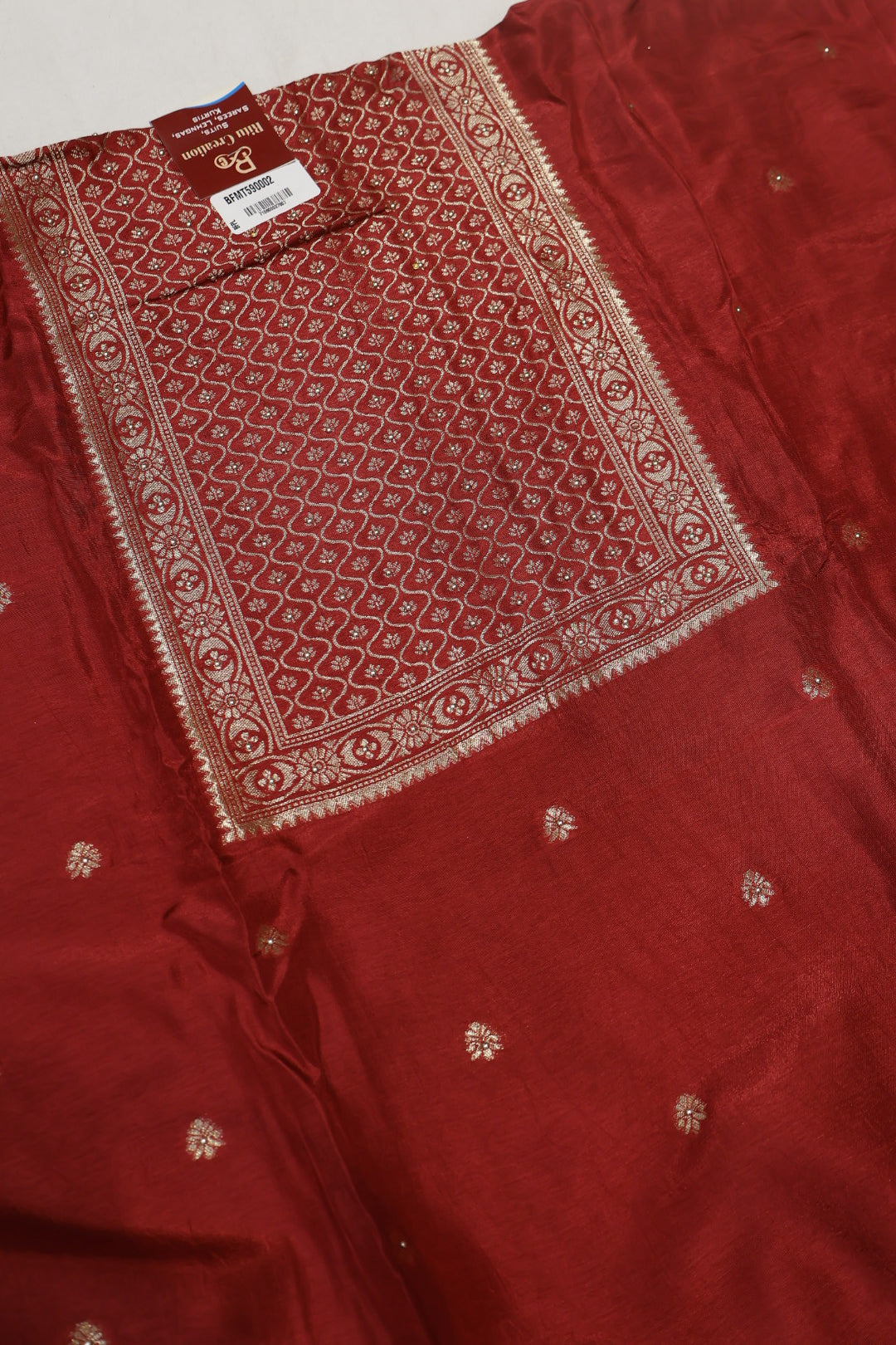 Maroon Dola Silk Woven Unstitched Suit Set With Chiffon Dupatta The Banarasee Aura