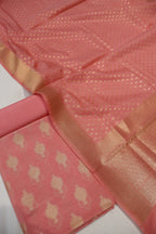 Pink Banarasi Chanderi Silk Blend  Woven Unstitched Suit Set With Chanderi Woven Dupatta The Banarasee Aura