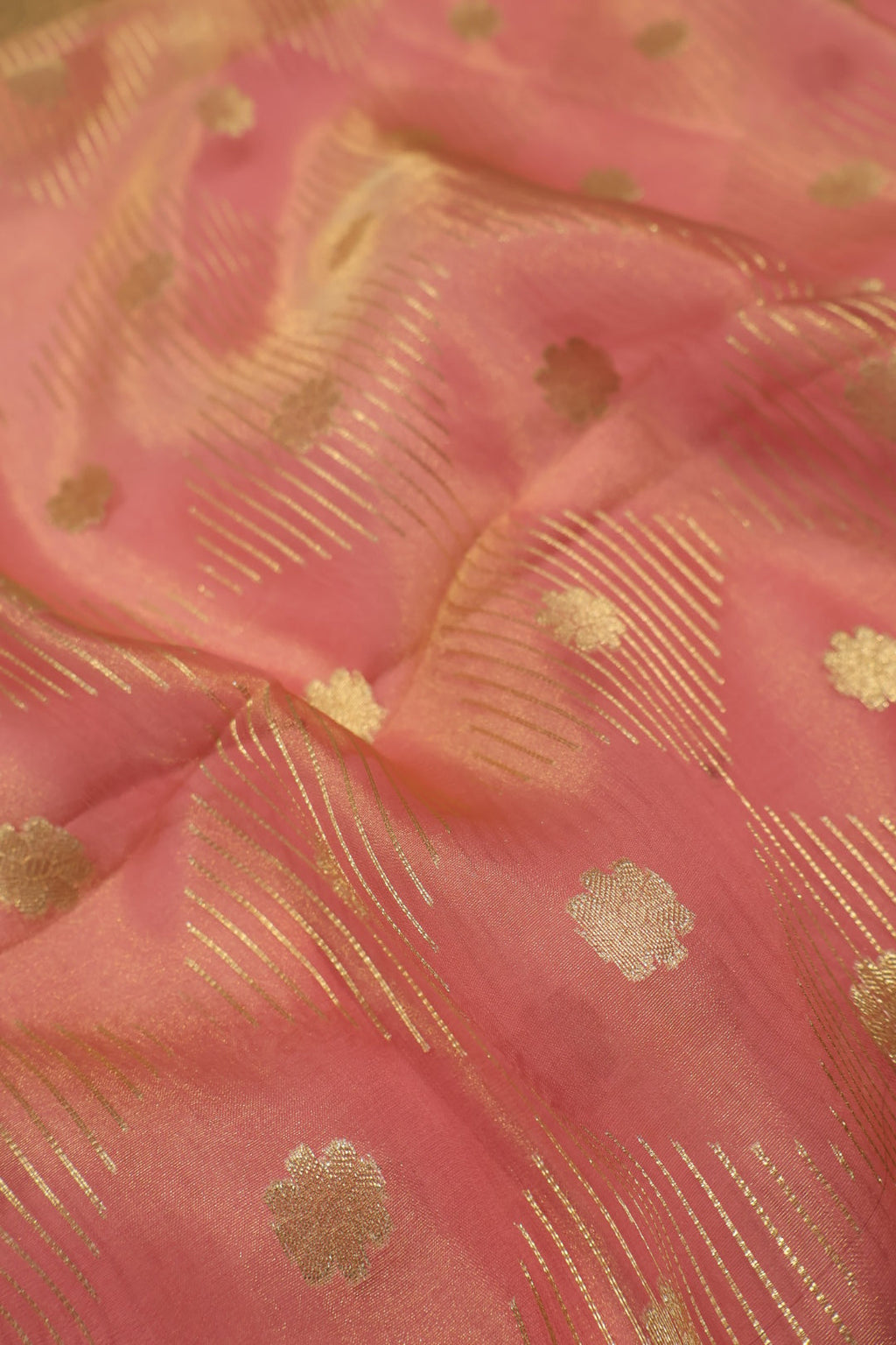 Pink Golden Banarasi Pure Tissue Silk Woven Unstitched Suit Set With Pure Tissue Silk Woven Rangkat Dupatta The Banarasee Aura