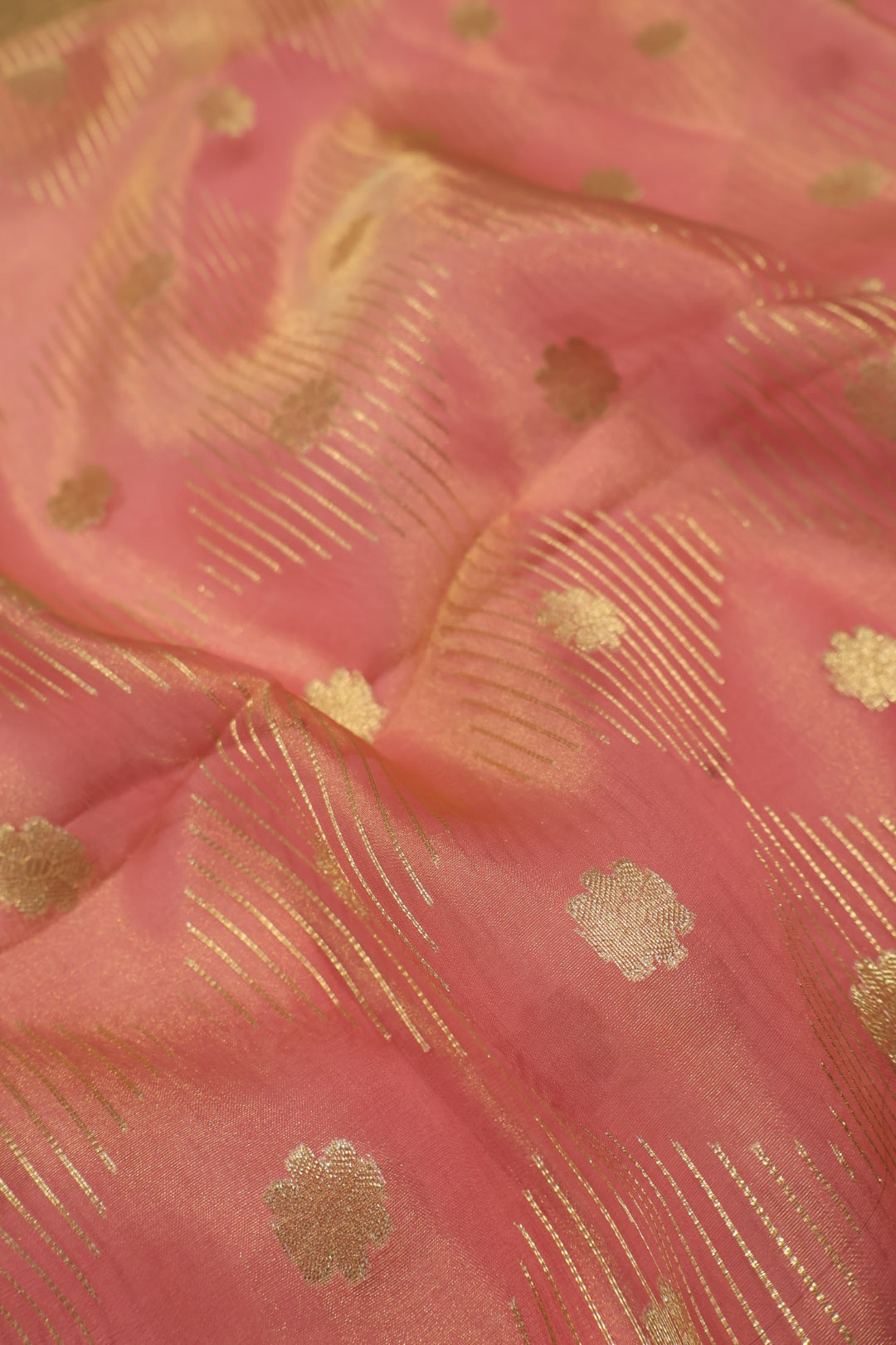 Pink Golden Banarasi Pure Tissue Silk Woven Unstitched Suit Set With Pure Tissue Silk Woven Rangkat Dupatta The Banarasee Aura