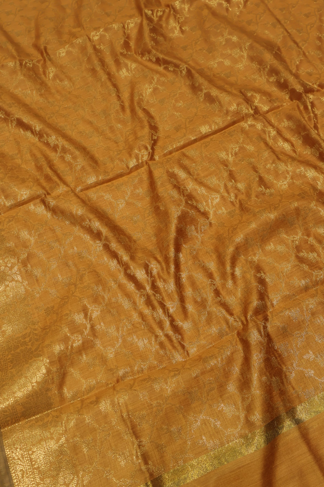 Mustard Yellow Cotton Silk Meenakari Woven Unstitched Banarasi Suit Set The Banarasee Aura