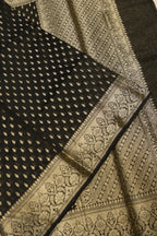 Black Chanderi Silk Banarasi Zari Weaved Saree With Blouse The Banarasee Aura