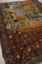 Coffee Brown Chanderi Embroidered Unstitched Suit Set With Chanderi Digital Printed Dupatta The Banarasee Aura