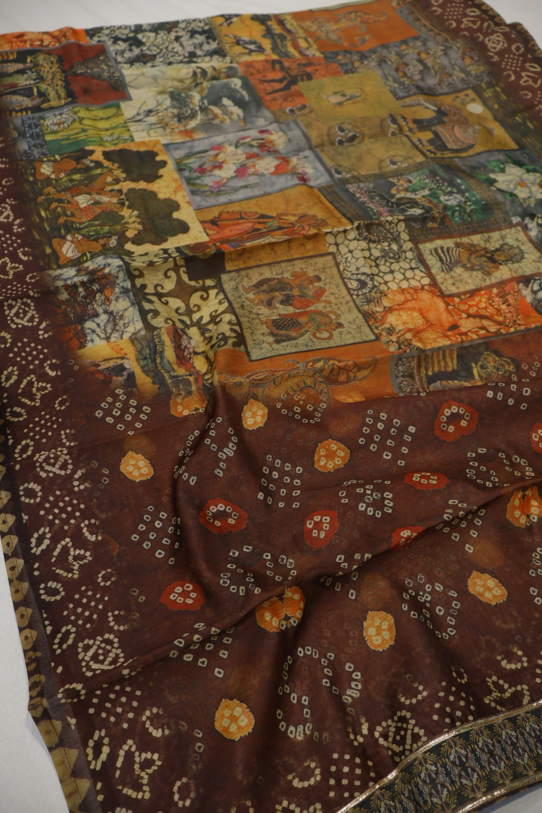 Coffee Brown Chanderi Embroidered Unstitched Suit Set With Chanderi Digital Printed Dupatta The Banarasee Aura