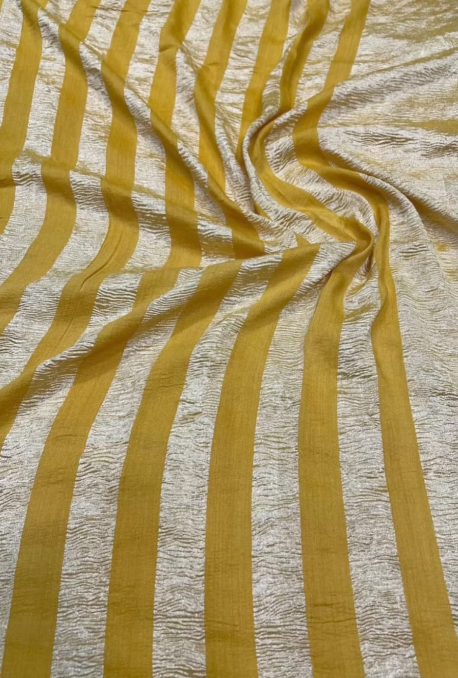 Yellow Pure Moonga Tissue Banarasi Saree With Crushed Tissue Blouse The Banarasee Aura