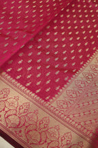 Rani Pink Chanderi Silk Banarasi Zari Weaved Saree With Blouse The Banarasee Aura