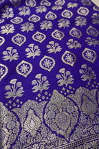 Royal Blue Katan Silk Sona Roopa Woven Unstitched Banarasi Suit Set