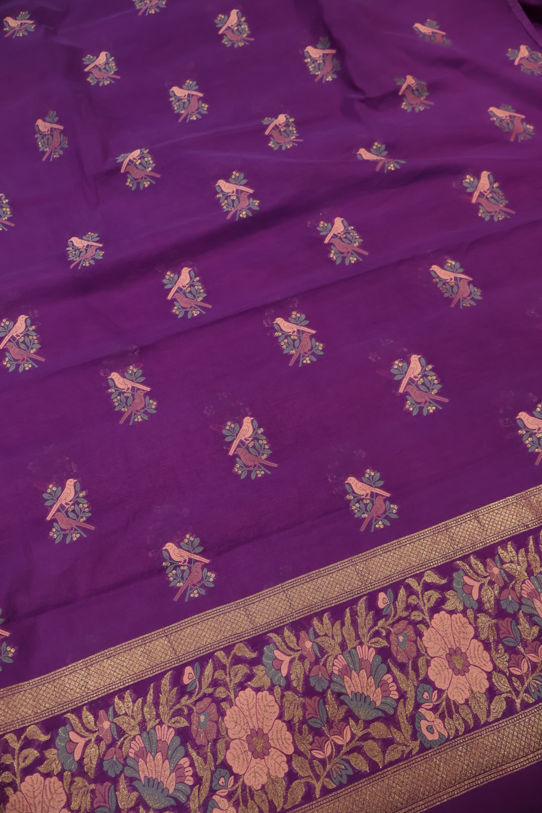 Purple Cotton Silk Meenakari Woven Unstitched Banarasi Suit Set The Banarasee Aura