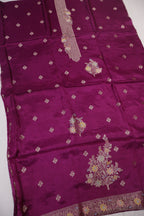 Purple Banarasi Satin Silk Blend Meenakri Woven Unstitched Suit Set With Satin Silk Blend Meenakari Woven Dupatta The Banarasee Aura