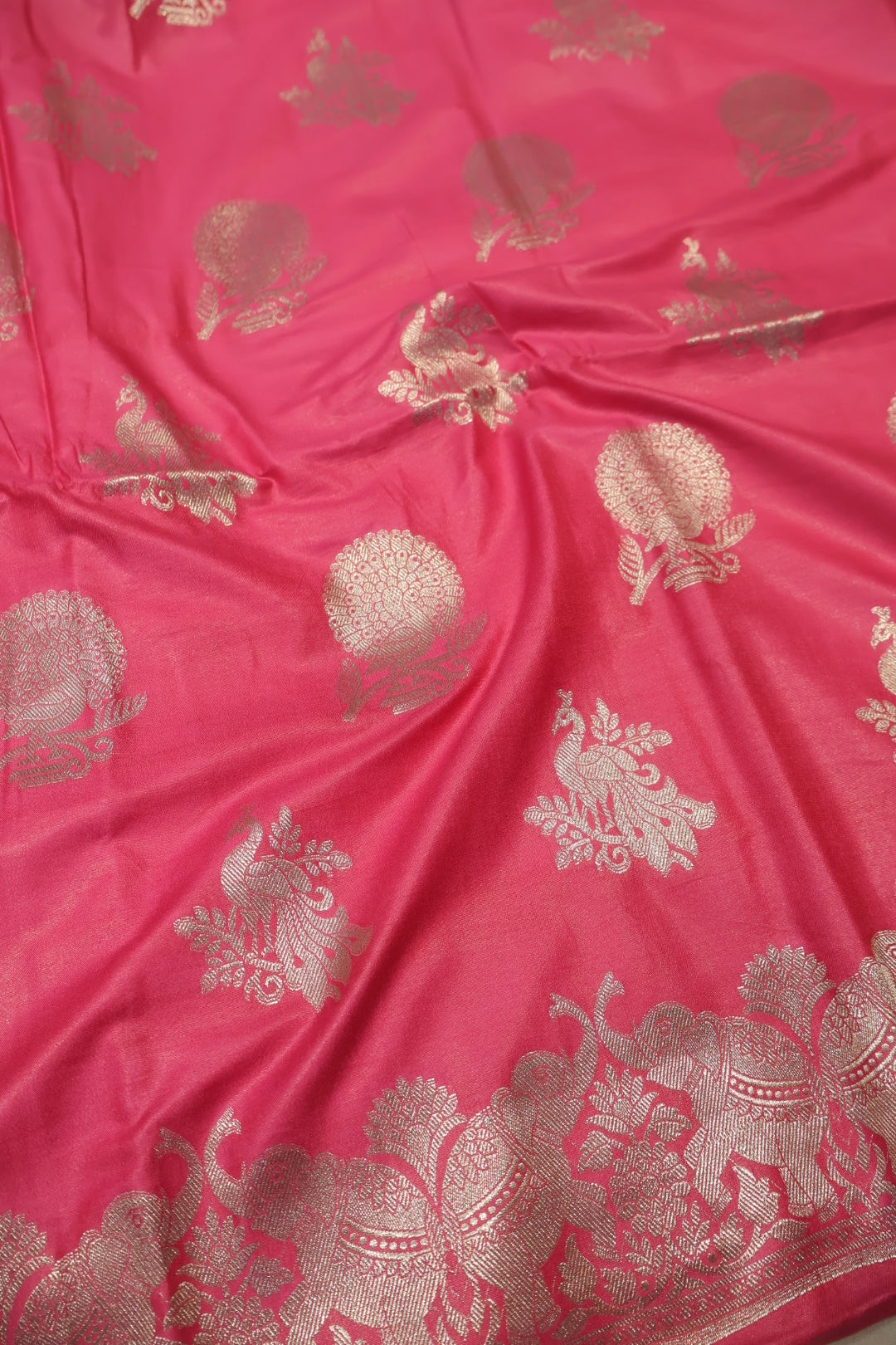 Fuchsia Pink Katan Silk Shikargah Woven Unstitched Banarasi Suit Set The Banarasee Aura
